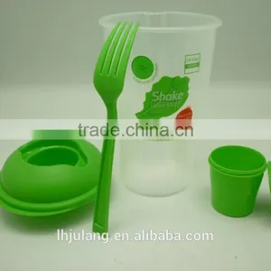 Wholesale BPA-Free Plastic Salad Shaker /plastic Salad Cup With Fork/plastic Salad Shaker on the Go thumbnail-4