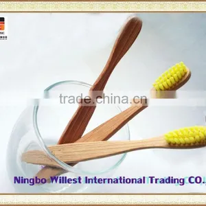 Popular Simple Design Yellow Bristle Bamboo Toothbrush for Children thumbnail-4