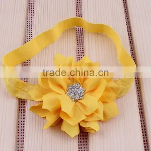 Fabric Flower Headband With Rhinestone in Center for Kids Hair Accessories thumbnail-3