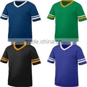 Sports Jersey Summer Cool Men Tee Cotton Sportswear Knit Contrast Two Tone Stripe Sleeve T Shirt Football Jersey New Model thumbnail-1