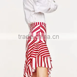 Office Skrirts Designs Wholesale Custom Made in China Striped Adults Tutu Skirts With Frill Mature Women in Skirts thumbnail-3