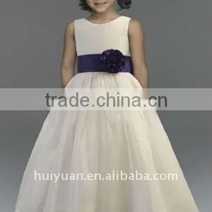 2011 White Organza And Purple Sash Children Party Dresses thumbnail-1