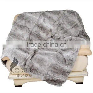 CX-D-08J Super Quality Winter Warm Real Rabbit Fur Wholesale China Blankets thumbnail-3