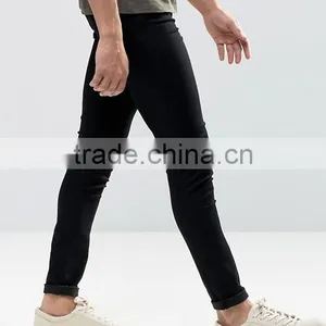 Hign Quality Spray on Jeans Men Super Skinny Stretch Fit Blank Jeans in Black and White thumbnail-4