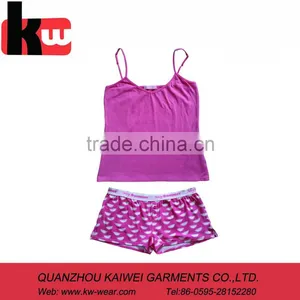 Summer Breathable Kids Pajamas, Cute V Neck Pink Girls Tank Top & Panty thumbnail-1