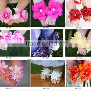 Wholesale Infant Newborn Baby Barefoot Socks Sandals Shoes Flowers Feet Toes Baby Sandals thumbnail-1