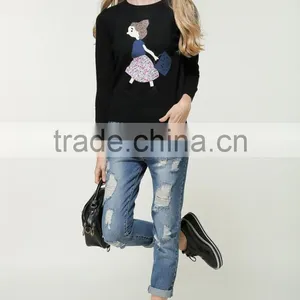 Newest Design Women Jumpers Red Color Crew Neck Knitted Ugly Christmas Sweaters thumbnail-4