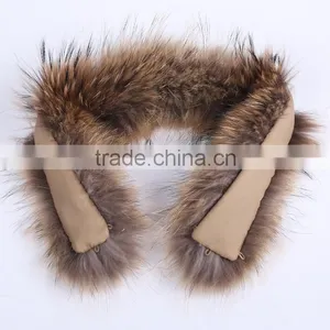 BBG-H-11 Factory Wholesale Natural Color 100% Real Raccoon Fur Trim/trimming/strip thumbnail-3