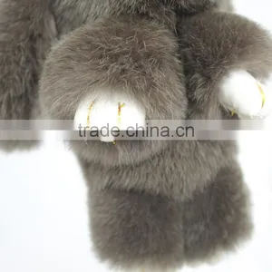 Myfur Brown Customized Big Rabbit Fur Key Pendant for Bag Charm Wholesale thumbnail-6
