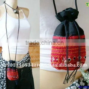 Hill Tribe Small Pouch Shoulder Bag Mobile Bag Embroidery by Hmong thumbnail-1