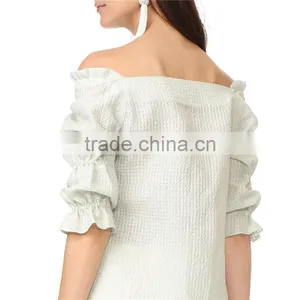 Soft Allover Puckered Weave Mint Linen Stripe Blouse thumbnail-4