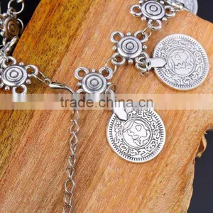 Tribal Ethnic Silver Coin Tassel Gypsy Festival Turkish Anklets Bracelet Jewelry thumbnail-4