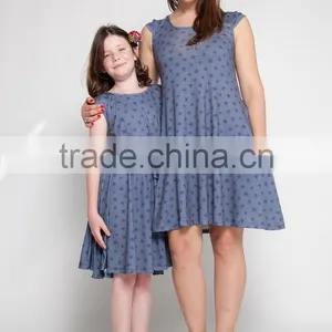 Mother and Daughter Clothes Dresses Dark Blue Woman Fashion Dress thumbnail-3