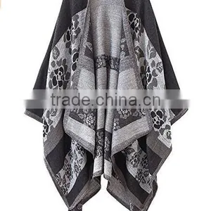 Women Cashmere Oversized Blanket Poncho Cape Shawl Long Cardigan Women Winter Coat thumbnail-3