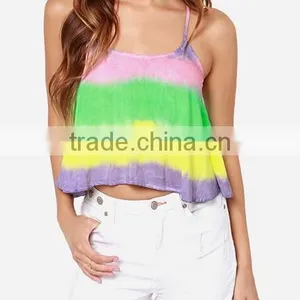 Tie Dye Brazil Tank Top, Wholesale Rainbow Tank Top Women thumbnail-2