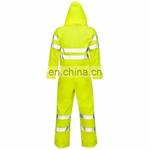 EN 343/EN 471 Hi Vis Storm Waterproof Coverall With Hood thumbnail-2