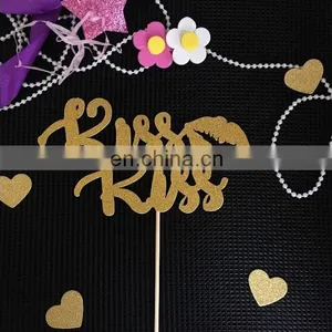 New Arrival 'Kiss Kiss' Wedding Cake Topper Birthday Party Cake Decorations thumbnail-1