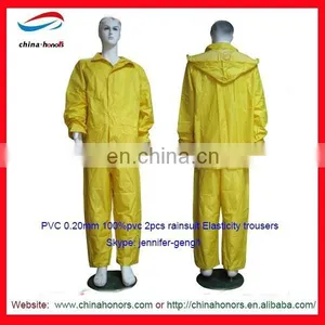 PVC 0.20mm 100%pvc 2pcs Rainsuit Elasticity Trousers thumbnail-1