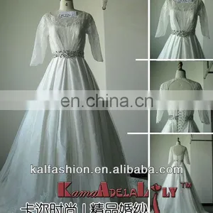 EB2202 Elegant Beading Belt With Sleeve and Low Back Wedding Dress thumbnail-1