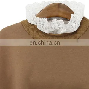 New Ladies Casual Sport Tops Plain Hoody Girls Lace Sweatshirt Jacket Plus Size thumbnail-5