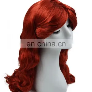 MCW-2351 New 2017 Fashion Star Rihanna Red Long Curly Women Wig Mermaid Cosplay Wig thumbnail-2