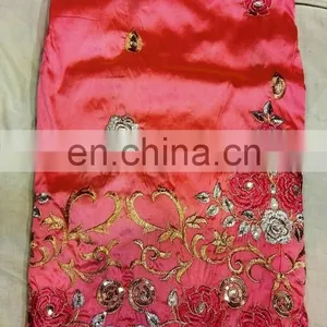 New Design 100 % Raw Silk Nigerian African Stones Handwork George Fabric Wrapper thumbnail-1