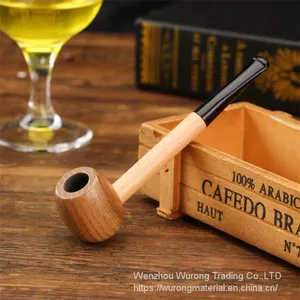 140mm Length Wooden Resin Short Tobacco Pipe With Popeye Solid Wood Head for Smoking thumbnail-4