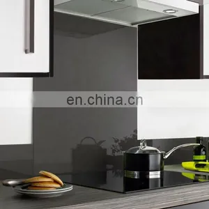Kitchen Black Colored Tempered Painted Splashback Glass Splash Back thumbnail-2