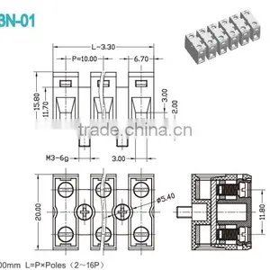 Pitch 10.00mm 600V 20A Feed-Through Terminal Blocks thumbnail-2
