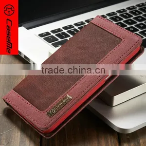 2016 Wholesale Premium Canvas+Jean PU Leather Mobile Phone Flip Cover Case / Card Slots Flip Case for Samsung Galaxy S7 S7 Edge thumbnail-2