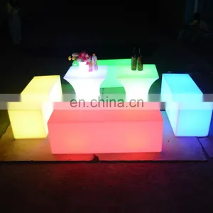 Kids Party Tables and Chairs /Led PE Light Up Chair for Restaurant Discotheque Pub Used Glowing Bar Table thumbnail-5