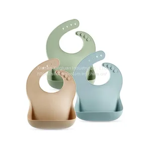Soft Adjustable Baby Silicone Feeding Set Bubs Custom Logo Baby Bibs thumbnail-1