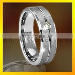 Grooved and Cubic Zircon Setting on Tungsten Carbide Rings thumbnail-1