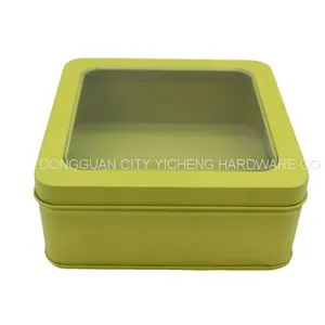 Square Best-seller Chocolate Tin Can With PET Window thumbnail-1
