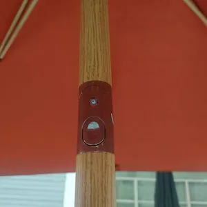 2025 Season New Arrive 2.4*2.4M Heavy Duty Aluminum Outdoor Umbrella Hand Push Parasol Waterproof Frame With Wooden Looking thumbnail-2