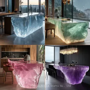 Crystal Luminous Island, Transparent Bar, Internet Celebrity, Popular Drainage Table, Integrated Acrylic, Light Luxury, Luminous Stone Table, Tea Table, Bar, High-end Sense thumbnail-2