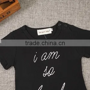 Wholesale Latest Kids Clothing Design Summer 2016 New Style Boutique Design Pure Cotton Wearing Letter Printed Toddler Rompers thumbnail-2