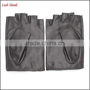 Ladies Fingerless Dark Brown Fitness Leather Hand Gloves thumbnail-3