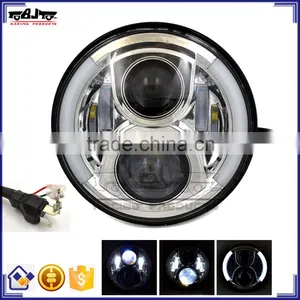 BJ-HL-017 Recommended "DOT SAE E9" Round 7" Motorcycle Motorbike LED Projector HID Headlights For Harley Headlight thumbnail-1