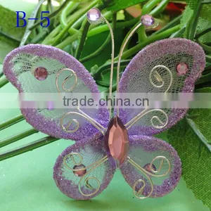 Artificial Colorful Organza Butterfly Wire Mesh Butterfly for Wedding Decoration thumbnail-1