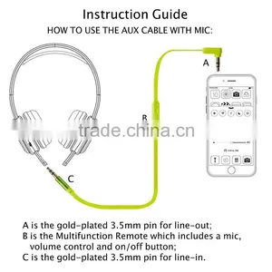Built in Mic 3.5mm Gold Plated Male to Male Auxiliary Cable thumbnail-5