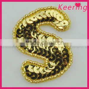 100% Handwork Letter Patch in Gold Sequins for May WRAB-032 thumbnail-2