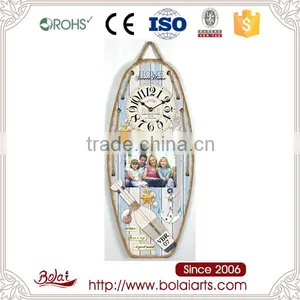 Wholesale Ship Shaped Home Decor Hanging Photo Frame Blue Modern Wall Clock thumbnail-1