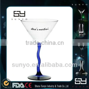 Shanxi Factory Wholesale Blue Bent Stem Martini Glass thumbnail-1