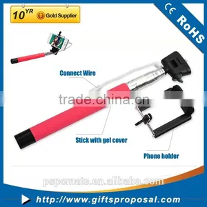 Extendable Handheld Selfie Stick With Cable Wired Remote Shutter Selfie Stick Telescopic Holder Different Color for Choice thumbnail-1