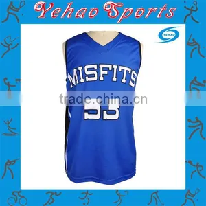 Blue Basketball Jersey With Polyester Mesh Digital Printing Sublimation thumbnail-1