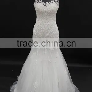 Best Selling Wedding Gown Sexy Low Back Lace up Back Sleeveless Mermaid Wedding Dress thumbnail-1