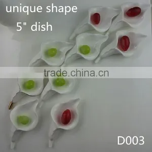 Leaf Shape Ceramic Dishes White With Gold-rim 4.75" Bone China Snack Dishes thumbnail-2