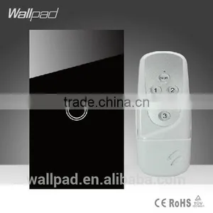 Wallpad LED Black Crystal Glass 110~250V US/Australia Standard 1 Gang Electrical Digital Remote Control Touch Light Switch thumbnail-1