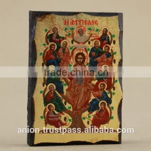Greek & Russian Orthodox Wooden Icon. Jesus and 12 Disciples. thumbnail-2